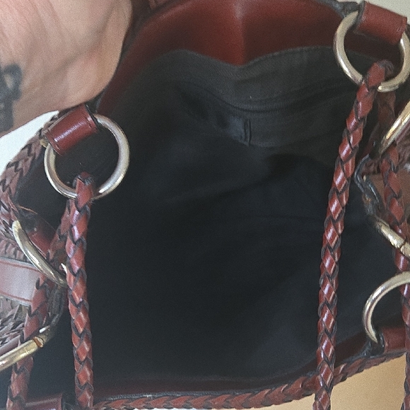 Oxblood Woven Shoulder BUCKET Bag - Picture 12 of 16
